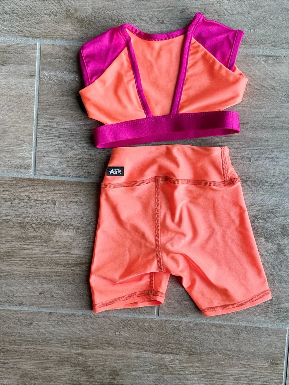 Tiger Friday CXS Top and Shorts - Coral Orange with Pink Trim